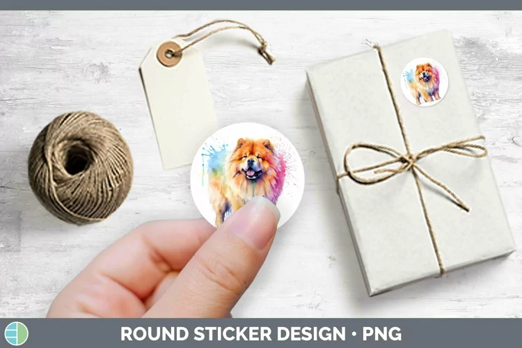 Rainbow Dog Chow Chow Stickers | Round Labels Designs