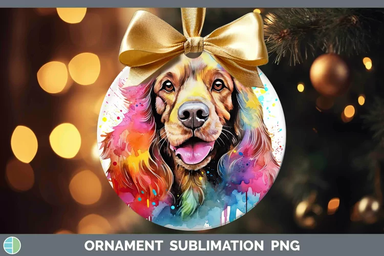 Rainbow Dog Cocker Spaniel Ornament | Sublimation Bauble Des