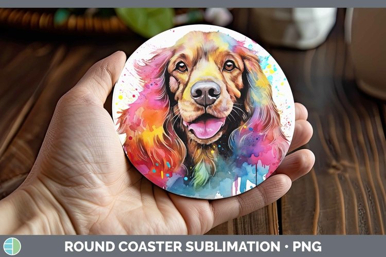 GorgeousRainbow Dog Round Coaster design.
