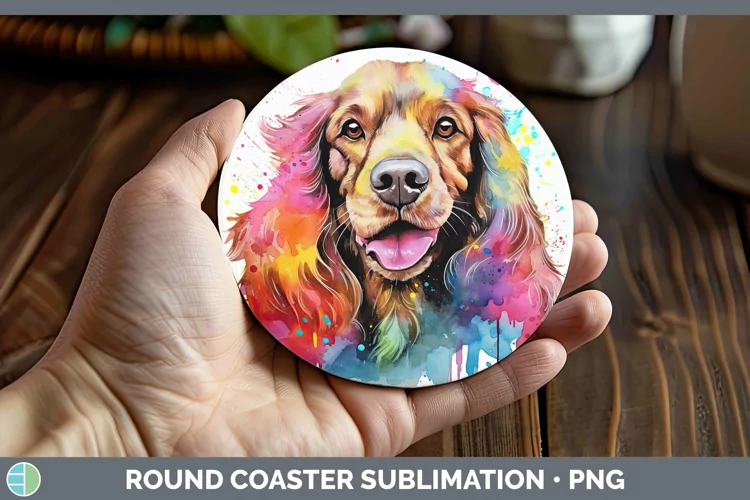 Rainbow Dog Cocker Spaniel Round Coaster | Sublimation Coast