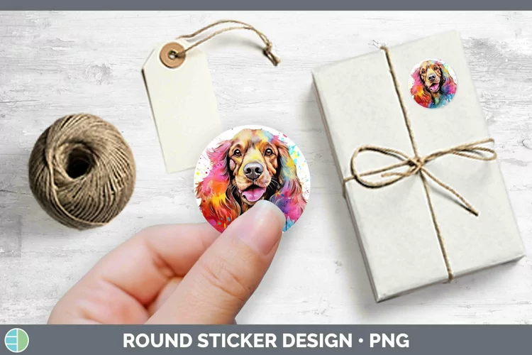 Rainbow Dog Cocker Spaniel Stickers | Round Labels Designs