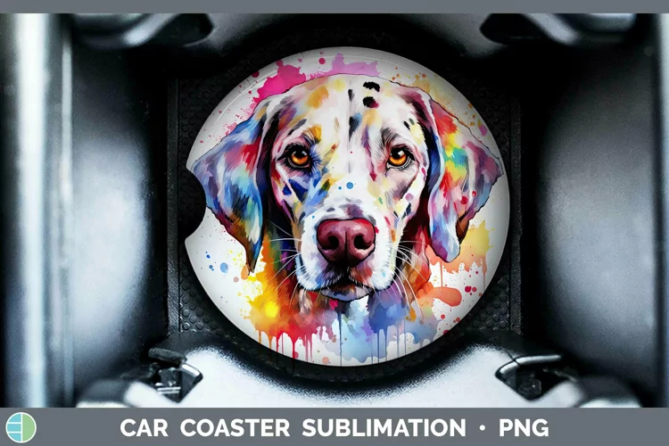 Rainbow Dog Dalmatian Car Coaster Sublimation Coaster Design