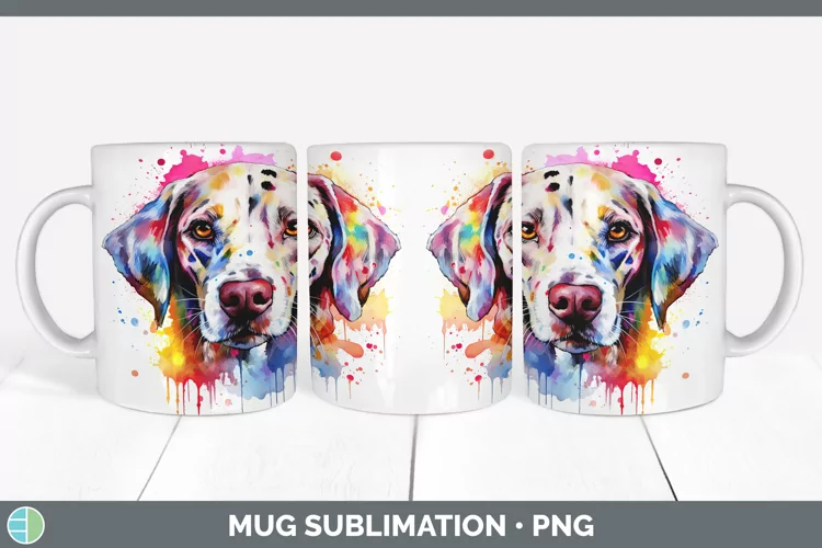 Rainbow Dog Dalmatian Mug Wrap Sublimation Coffee Cup Design