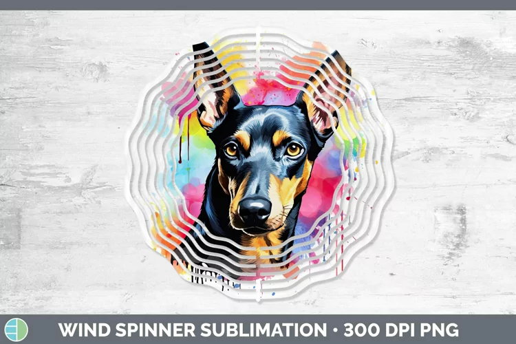 Rainbow Dog Doberman Pinscher Wind Spinner Sublimation Spinn