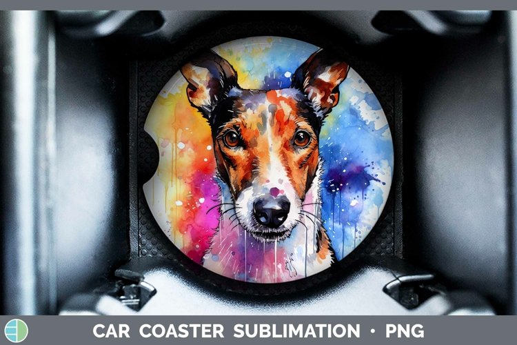 Rainbow Dog Fox Terrier Dog Car Coaster | Sublimation Coaste