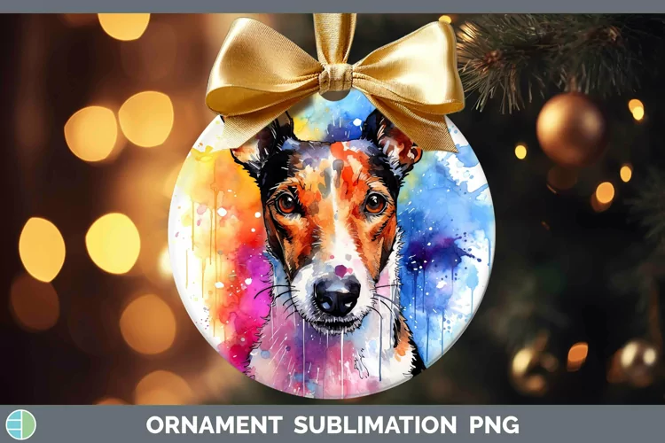 Rainbow Dog Fox Terrier Dog Ornament | Sublimation Bauble De