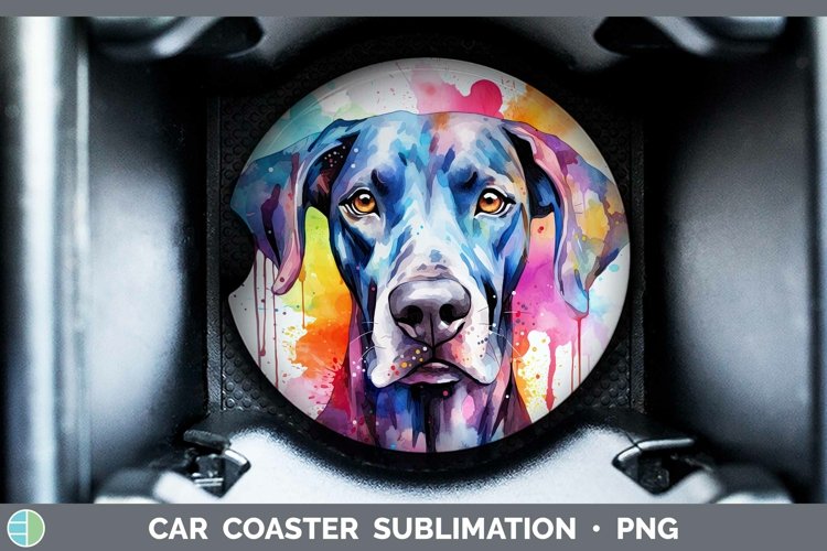 Rainbow Dog Great Dane Car Coaster | Sublimation Coaster Des