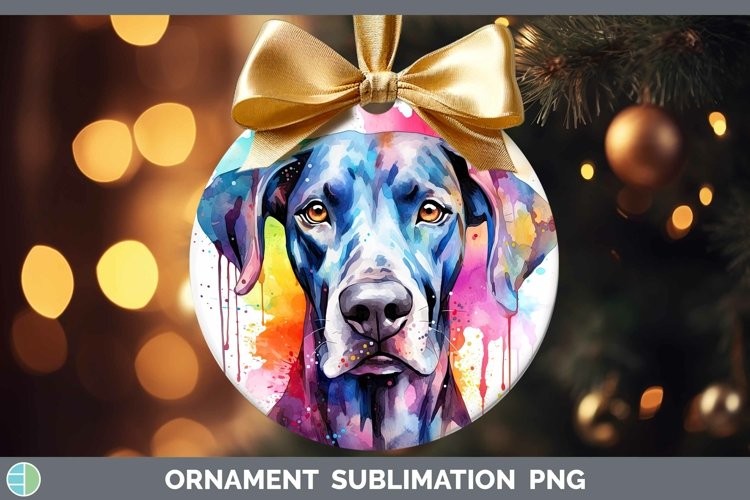 Rainbow Dog Great Dane Ornament | Sublimation Bauble Designs