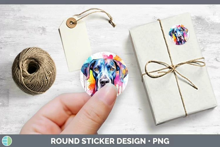 Rainbow Dog Great Dane Stickers | Round Labels Designs