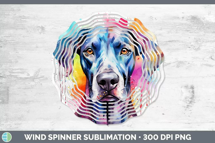 Rainbow Dog Great Dane Wind Spinner Sublimation Spinner Desi