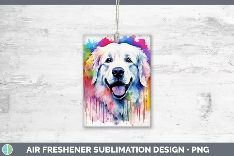 Rainbow Dog Great Pyrenees Air Freshener Sublimation Car Fre