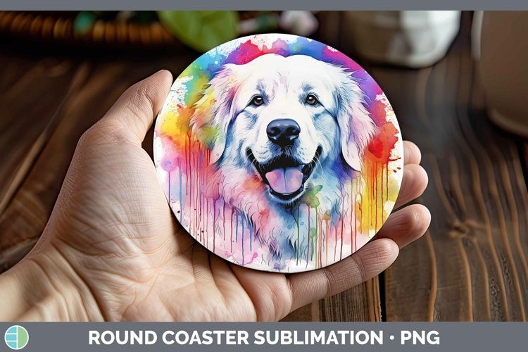 GorgeousRainbow Dog Round Coaster design.