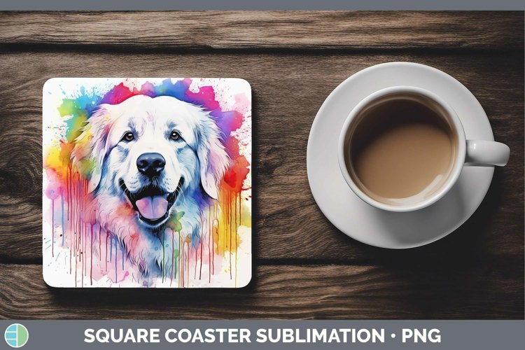 GorgeousRainbow Dog Square Coaster design.
