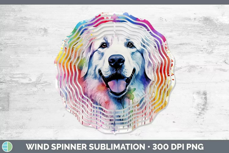 Rainbow Dog Great Pyrenees Wind Spinner Sublimation Spinner