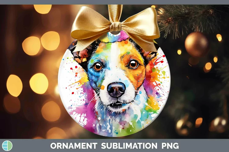 Rainbow Dog Jack Russell Terrier Ornament Sublimation Bauble