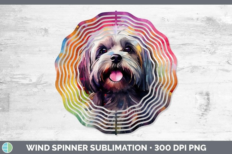 Rainbow Dog Lhasa Apso Wind Spinner Sublimation Spinner Desi