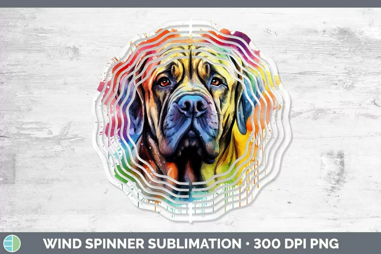 Rainbow Dog Mastiff Wind Spinner Sublimation Spinner Designs