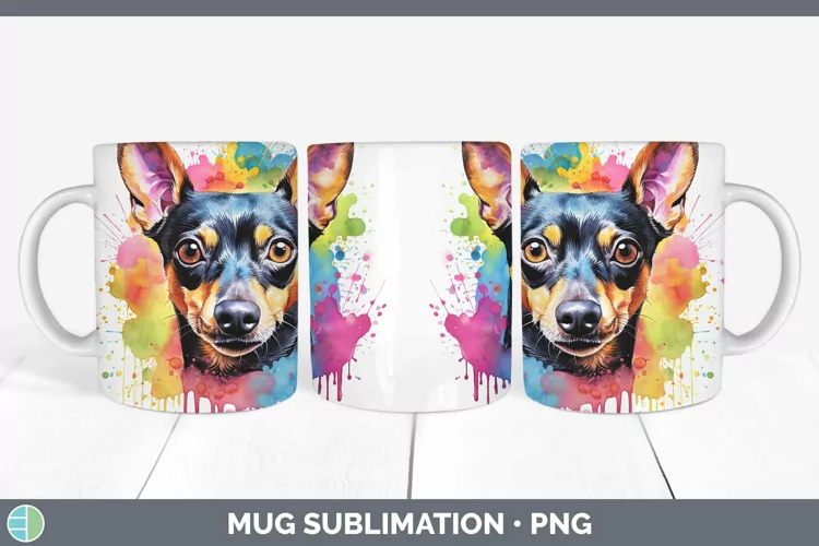 Rainbow Dog Miniature Pinscher Mug Wrap Sublimation Coffee C