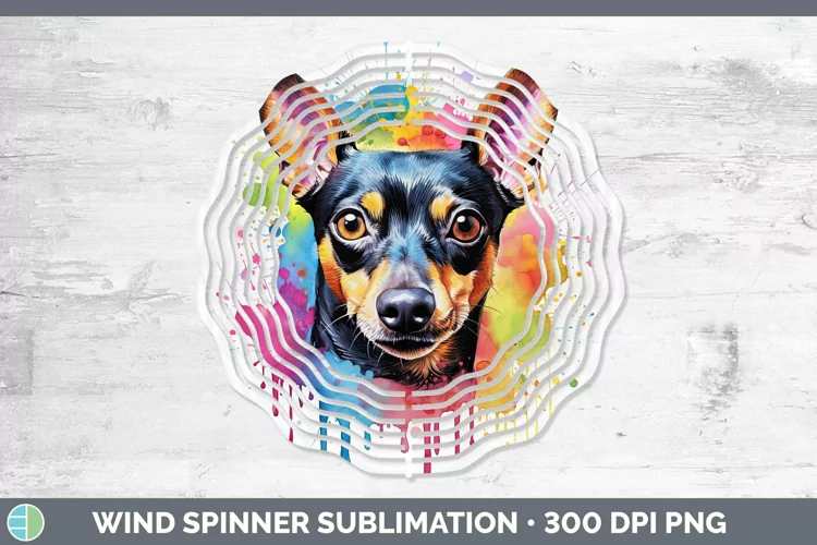 Rainbow Dog Miniature Pinscher Wind Spinner Sublimation Spin