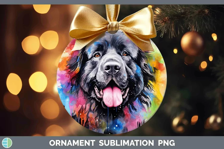 Rainbow Dog Newfoundland Ornament Sublimation Bauble Designs