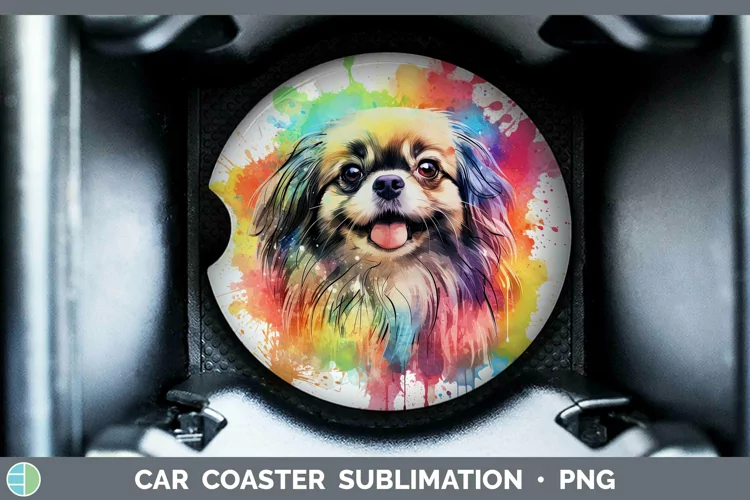 Rainbow Dog Pekingese Car Coaster Sublimation Coaster Design