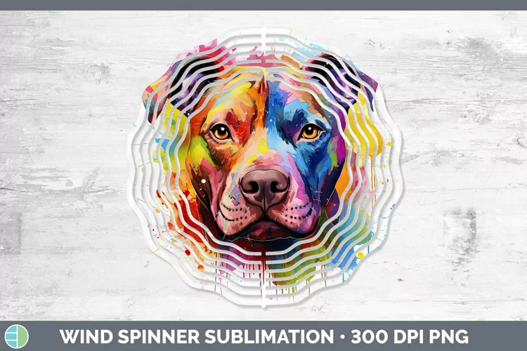 Rainbow Dog Pit Bull Wind Spinner Sublimation Spinner Design