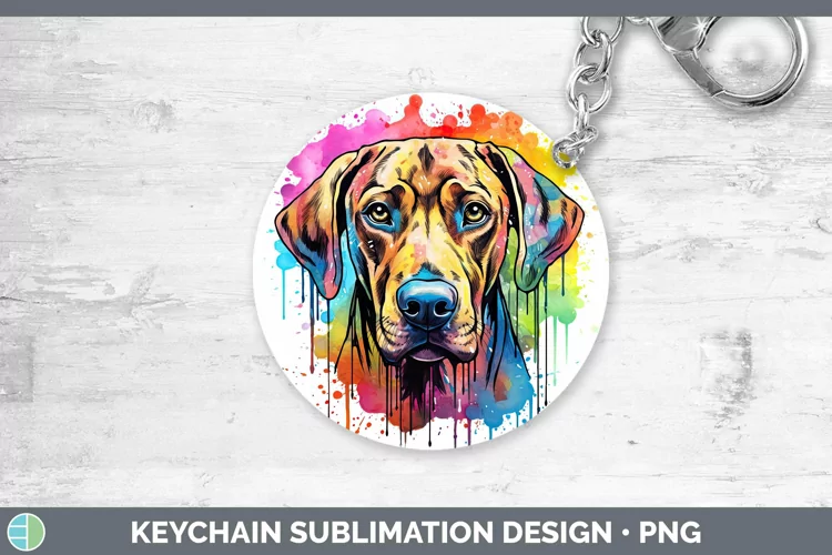Rainbow Dog Rhodesian Ridgeback Keychain Sublimation Keyring