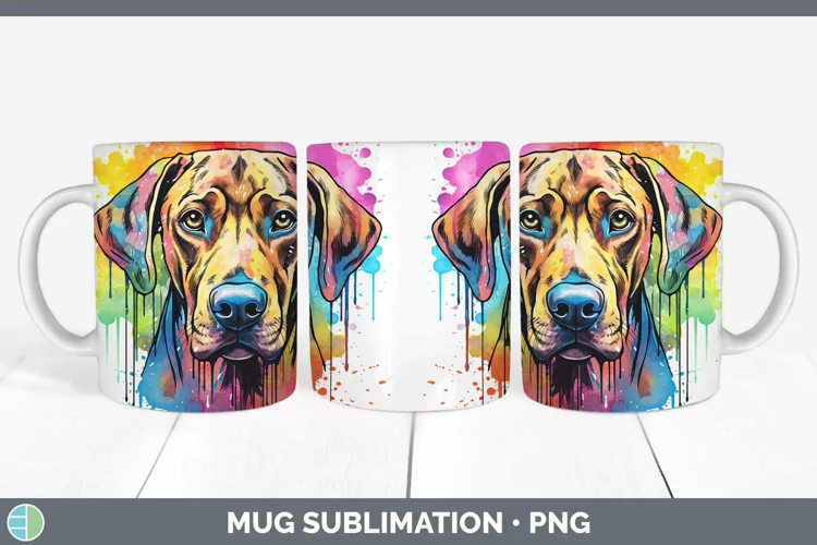 Rainbow Dog Rhodesian Ridgeback Mug Wrap Sublimation Coffee