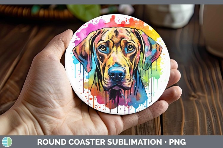 GorgeousRainbow Dog Round Coaster design.