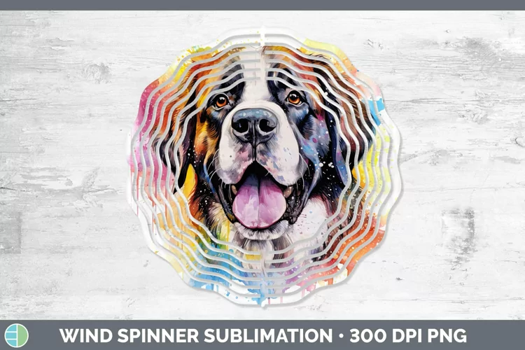 Rainbow Dog Saint Bernard Wind Spinner Sublimation Spinner D