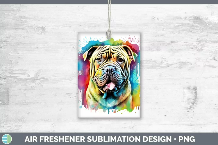 Rainbow Dog Shar Pei Air Freshener | Sublimation Car Freshen