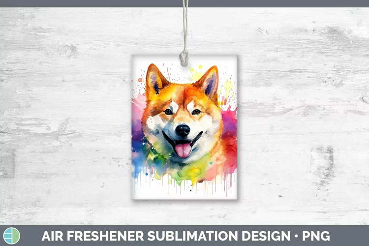 Rainbow Dog Shiba Inu Air Freshener Sublimation Car Freshene