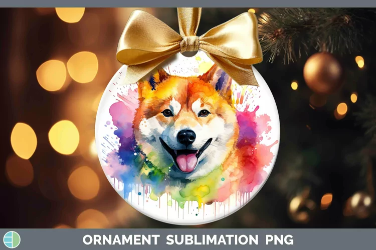 Rainbow Dog Shiba Inu Ornament Sublimation Bauble Designs