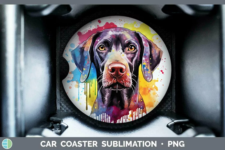 Rainbow Dog Shorthaired Pointer Car Coaster Sublimation Coas