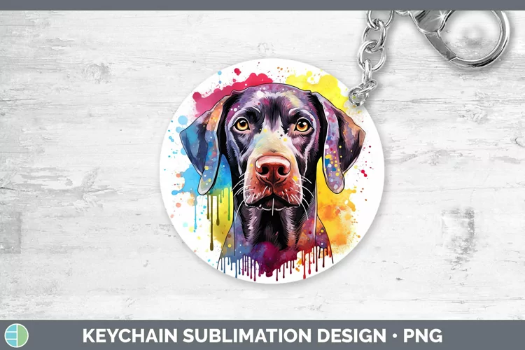 Rainbow Dog Shorthaired Pointer Keychain Sublimation Keyring