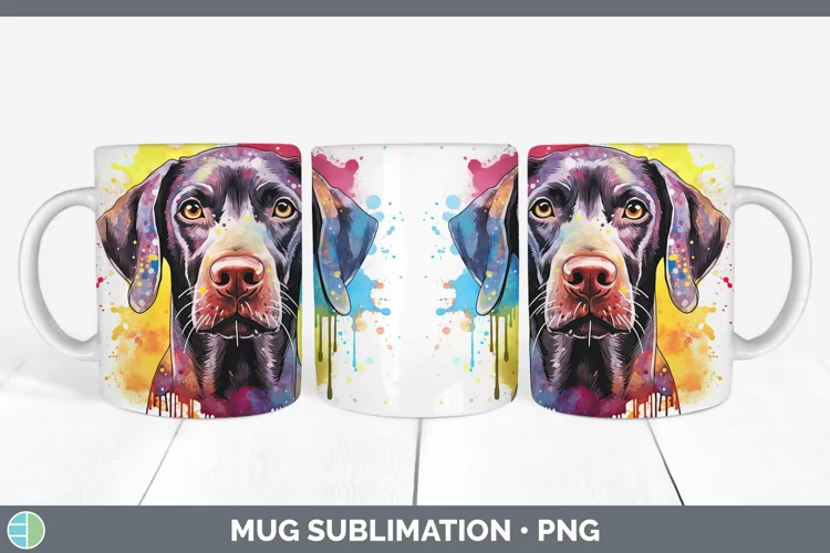 Rainbow Dog Shorthaired Pointer Mug Wrap Sublimation Coffee