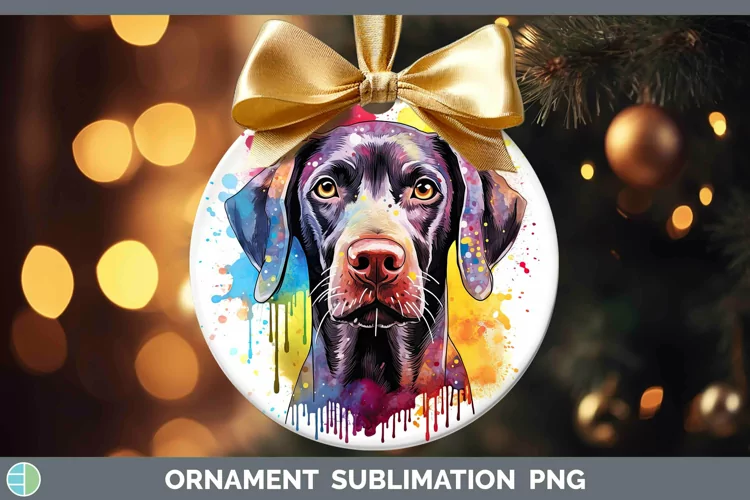 Rainbow Dog Shorthaired Pointer Ornament Sublimation Bauble