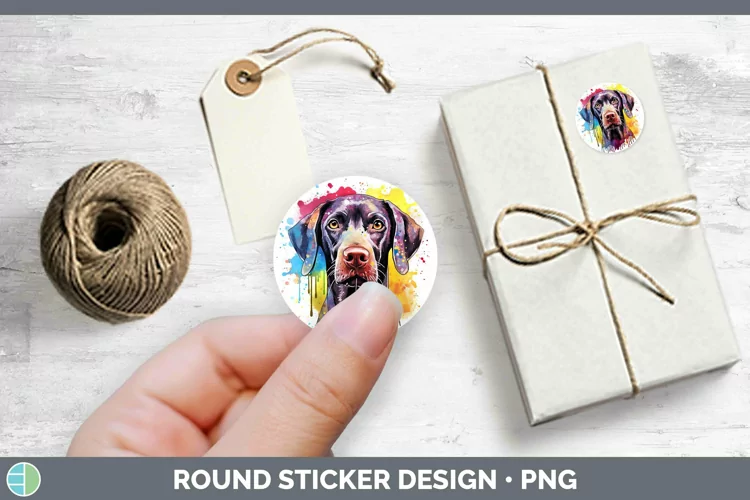 Rainbow Dog Shorthaired Pointer Stickers | Round Labels Desi