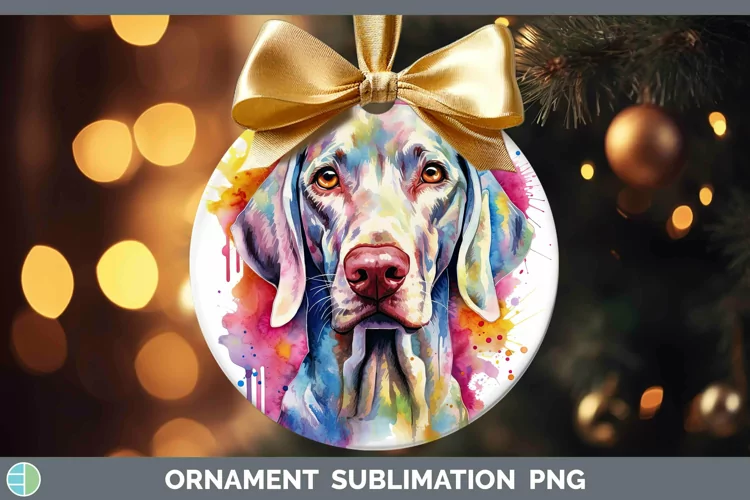Rainbow Dog Weimaraner Ornament | Sublimation Bauble Designs