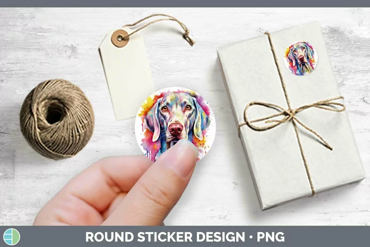 Rainbow Dog Weimaraner Stickers | Round Labels Designs