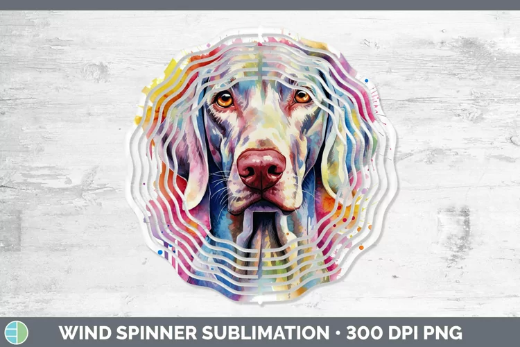 Rainbow Dog Weimaraner Wind Spinner Sublimation Spinner Desi