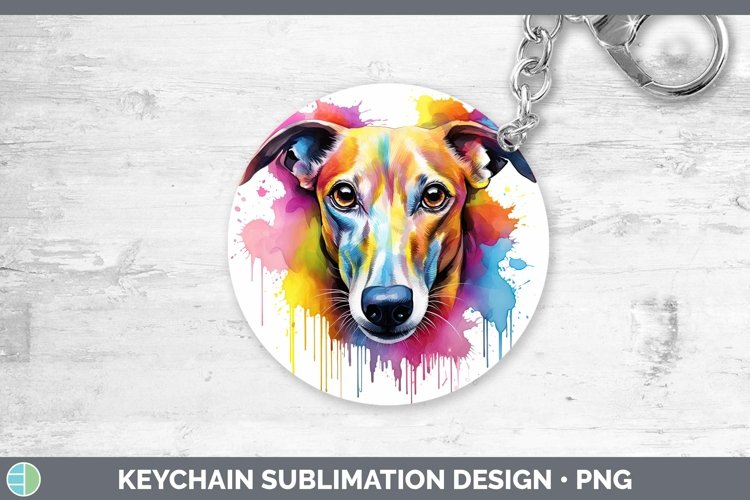 Rainbow Dog Whippet Keychain Sublimation Keyring Designs