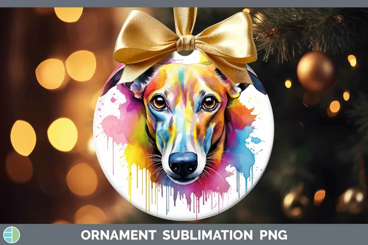 Rainbow Dog Whippet Ornament Sublimation Bauble Designs