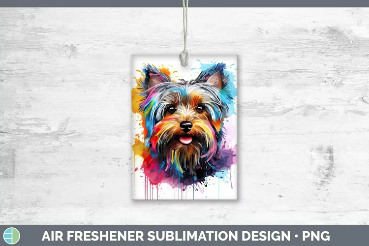 Rainbow Dog Yorkshire Terrier Air Freshener | Sublimation Ca