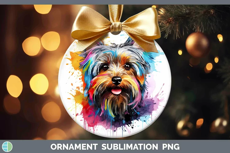 Rainbow Dog Yorkshire Terrier Ornament | Sublimation Bauble