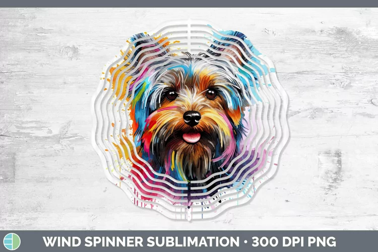 Rainbow Dog Yorkshire Terrier Wind Spinner Sublimation Spinn