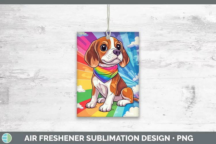 Rainbow Dogs Beagle Air Freshener Sublimation Car Freshener