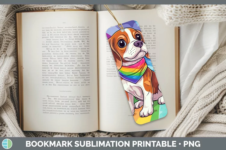 Rainbow Dogs Beagle Bookmark Sublimation Printable Designs