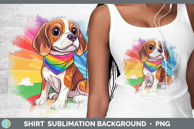 Rainbow Dogs Beagle Shirt Sublimation Sublimation Background