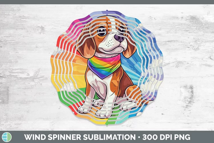 Rainbow Dogs Beagle Wind Spinner Sublimation Spinner Designs